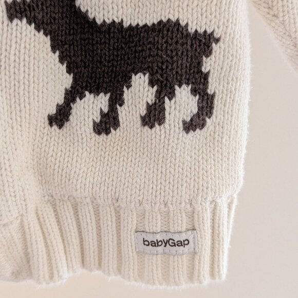 2/$20 💚 babyGap Holiday 2007 Reindeer Fair Isle Zip Sweater | 6-12M - Picture 5 of 7